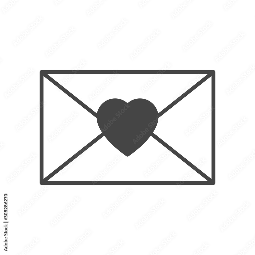 Love mail line icon vector isolated. Letter in the envelope Love mail line icon vector isolated. Letter in the envelope