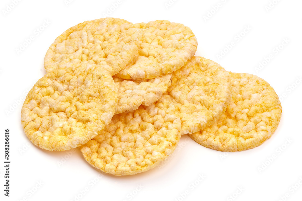 Corn cakes, isolated on white background Corn cakes, isolated on white background