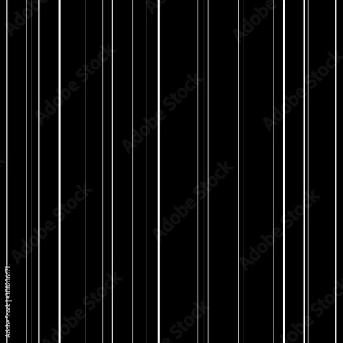 Line seamless pattern. White lines on black background. Abstract stripes, geometric modern design. Simple repeat ornament. Design wallpaper textile, fabric. Elegant fashion style. Vector illustration