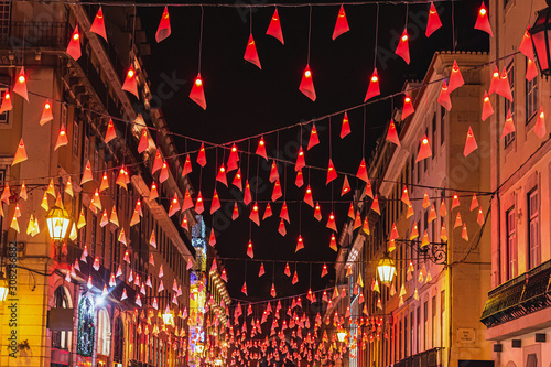 Christmas decorations in Lisbon, street lighting, Portugal