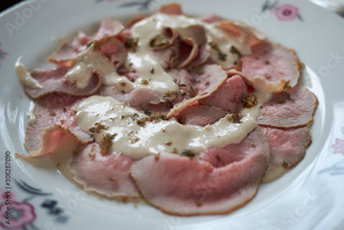 Vitel tonne, typical italian meat with tuna sauce