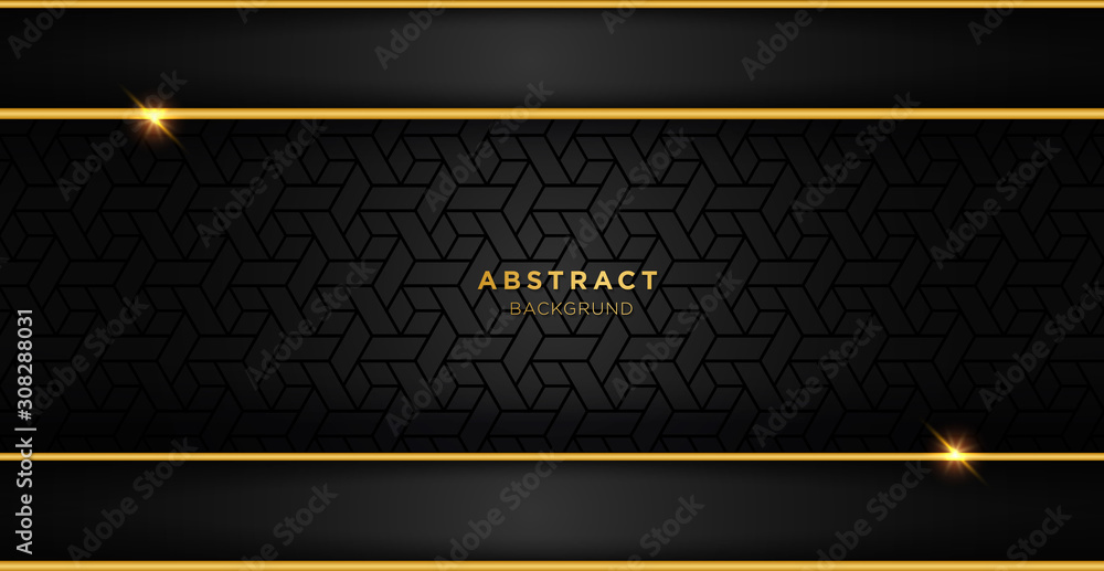 Black and gold luxury template background with ornament, can be used for premium wedding invitation, banner, golden flyer. - obrazy, fototapety, plakaty 