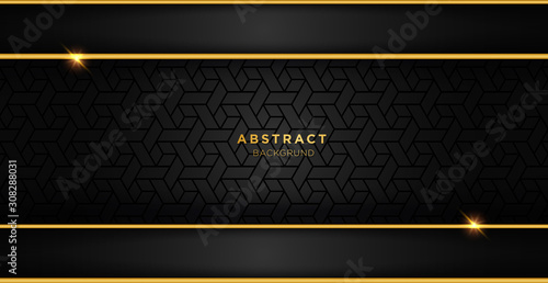 Black and gold luxury template background with ornament, can be used for premium wedding invitation, banner, golden flyer. photo