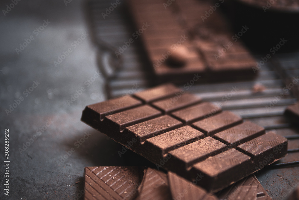 Chocolate bars on a dark background Chocolate bars on a dark background