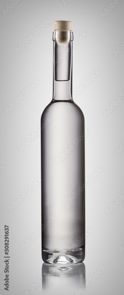 Bottle of vodka or gin isolated on white background, clipping path included. Bottle of vodka or gin isolated on white background, clipping path included.