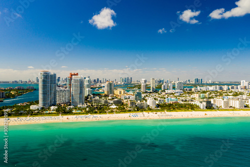 Beautiful aerial photo of Miami Beach shot in 2019