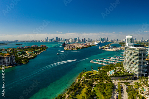 Beautiful Miami Beach scene shot from aerial tour photo