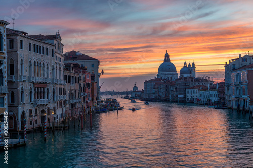 Grand canal of Venice with colourful sky