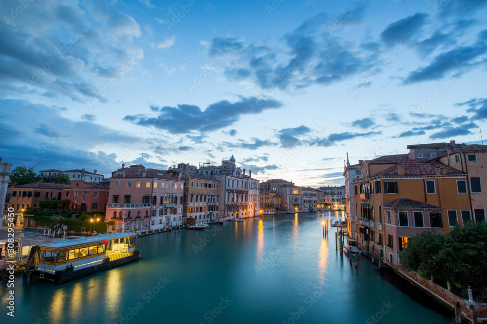 The Grand Canal of Venice after sunset
