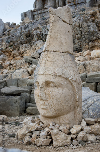 Head statue of Commagene at ruins of Nemrut mountain