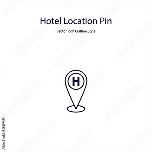 Free Download Hotel Location Pin Vector icon Outline Style - GFXLoad