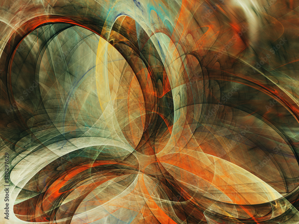 orange abstract fractal background 3d rendering illustration - obrazy, fototapety, plakaty 