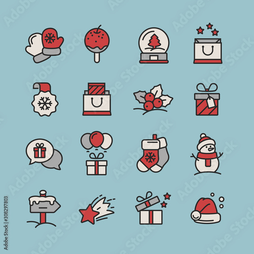 Set of Christmas icons for design and decoration