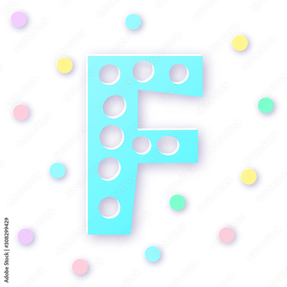 Naklejka premium Letter F in paper cut style on white background. Typographic design. Bold letter