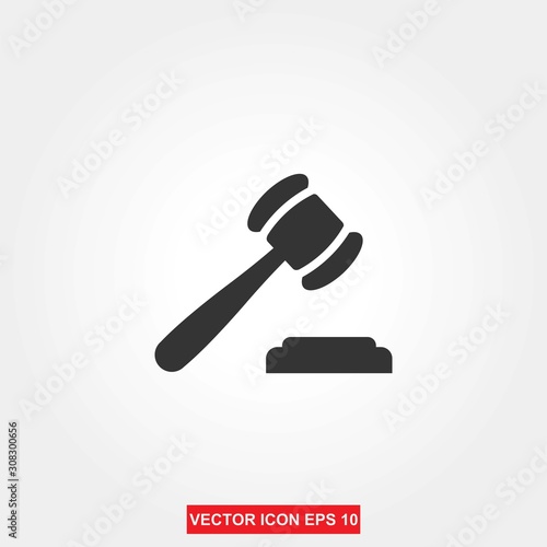 Judge gavel flat icon vector Illustration