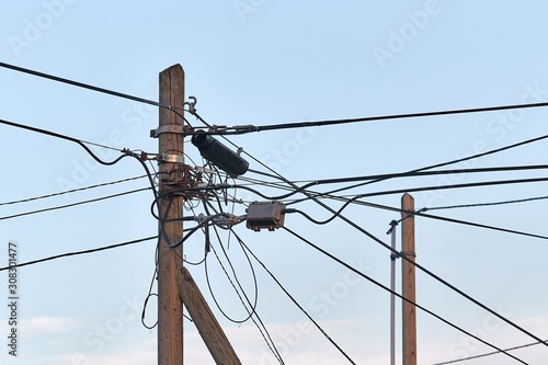 Many cables of electric lines
