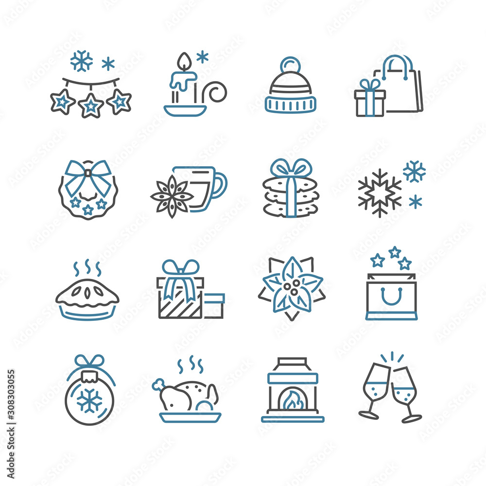 Set of Christmas icons for design and decoration Set of Christmas icons for design and decoration