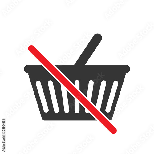Not allowed buy sign. No shopping cart sign.