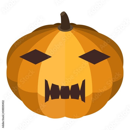 Fruit halloween pumpkin icon. Isometric of fruit halloween pumpkin vector icon for web design isolated on white background