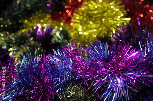 background tinsel multicolored for Christmas  © Elena Bondareva