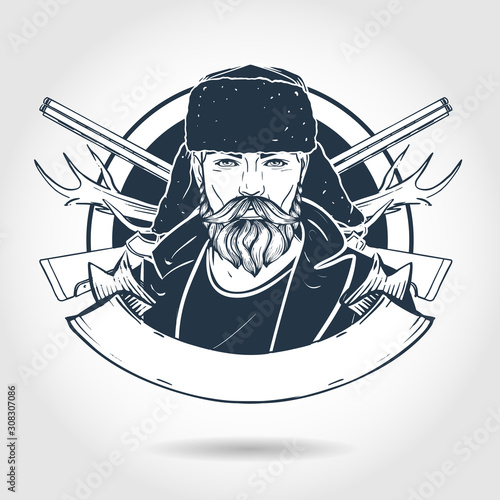 Hand drawn sketch hunter man