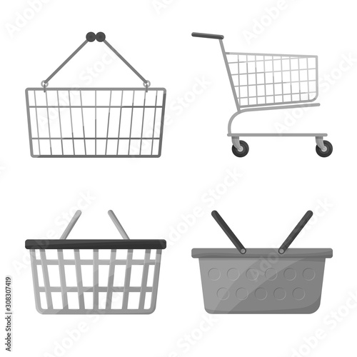 Vector design of cart and market sign. Collection of cart and pushcart vector icon for stock.