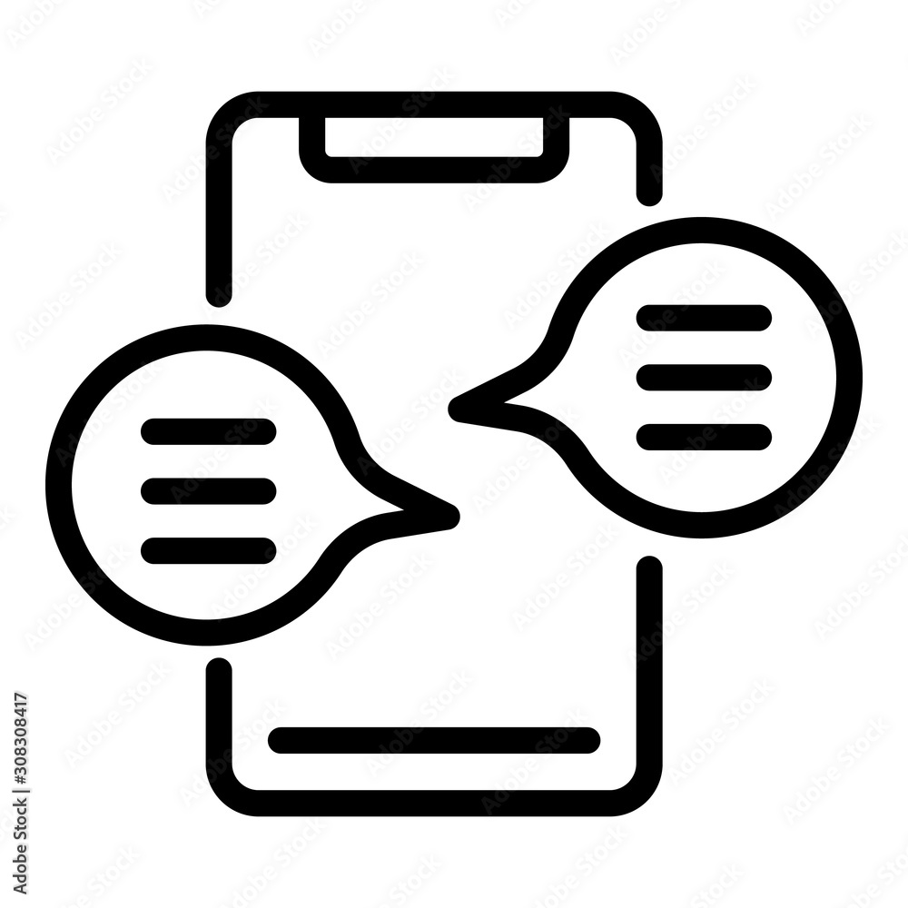 Smartphone chat icon. Outline smartphone chat vector icon for web design isolated on white background Smartphone chat icon. Outline smartphone chat vector icon for web design isolated on white background