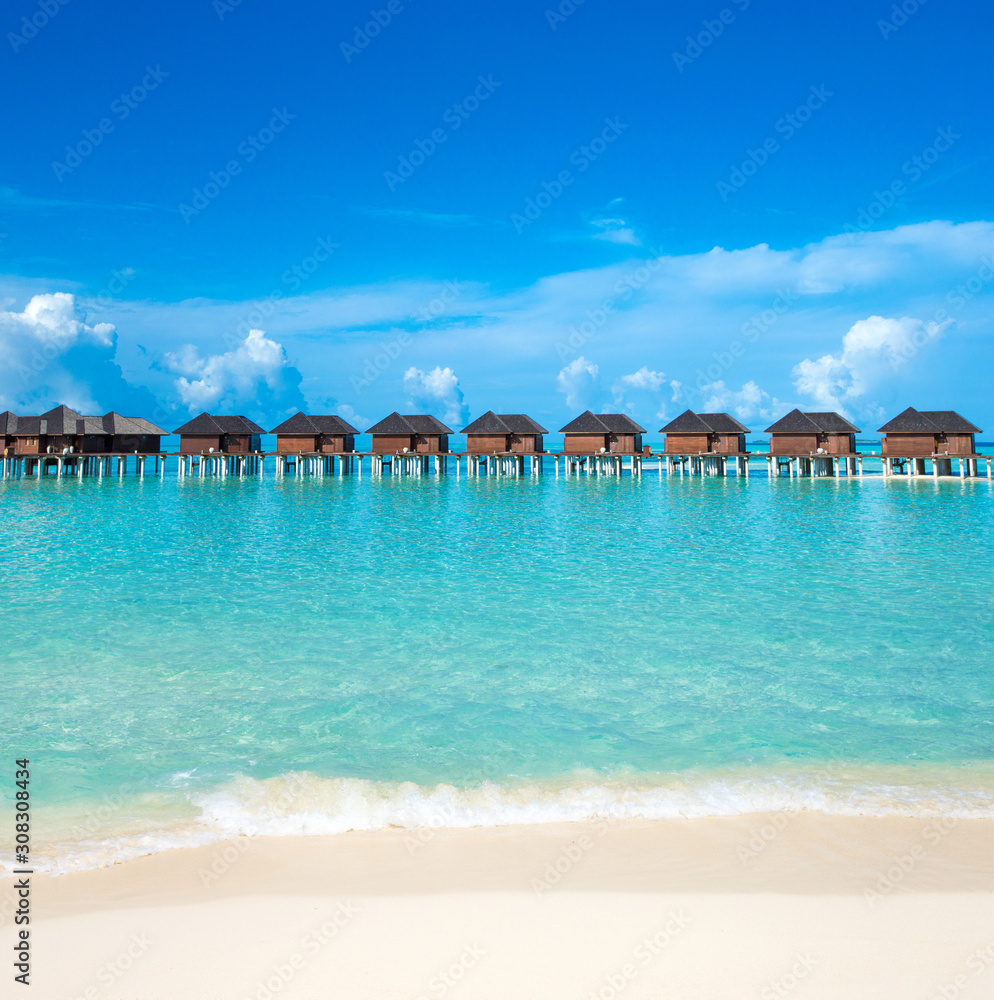 Sea Maldives. tropical Maldives island with beach. travel landscape