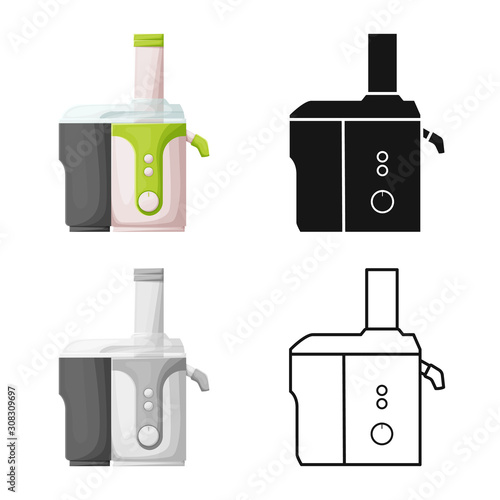 Vector design of juicer and machine symbol. Graphic of juicer and processor vector icon for stock.