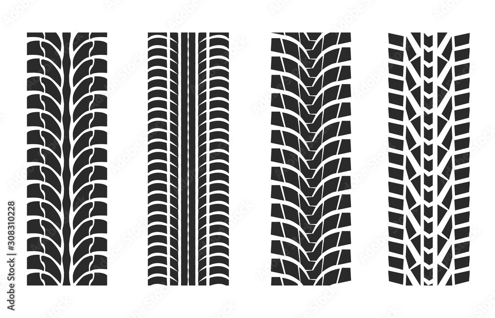 Naklejka premium Tire tracks patterns collection