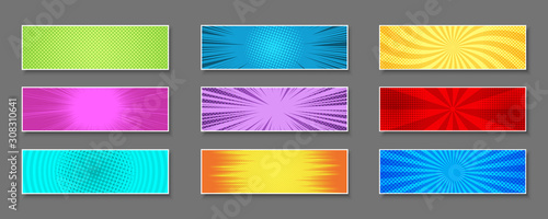 Comic colorful horizontal banners composition photo