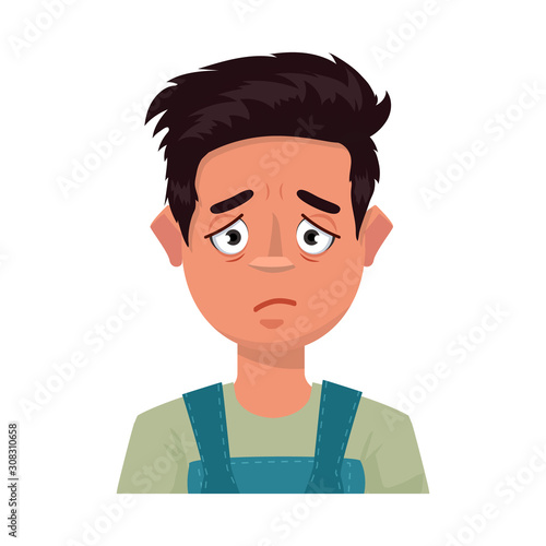 Isolated object of guy and sad logo. Collection of guy and expressing stock symbol for web.