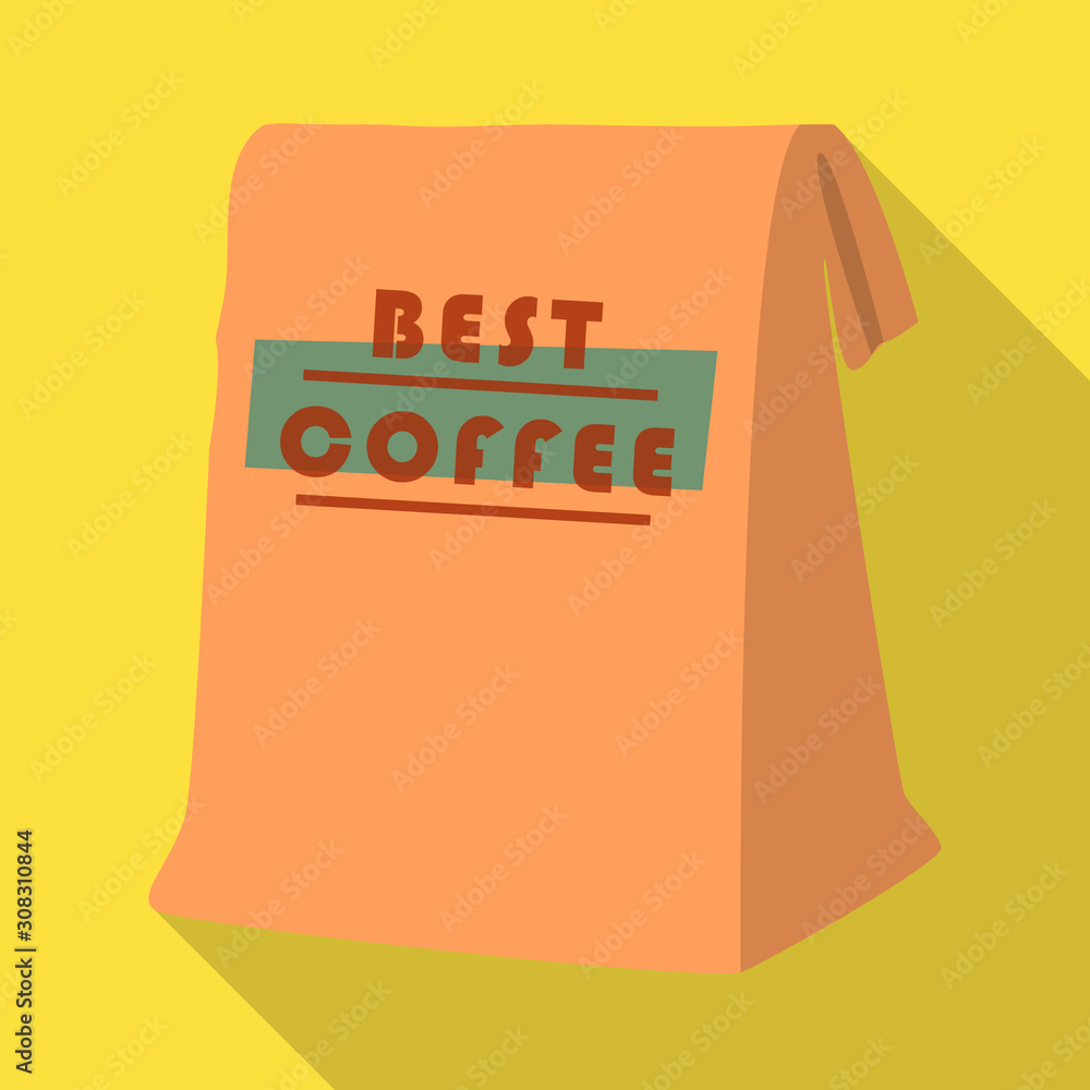 Isolated object of coffee and pack sign. Graphic of coffee and bag vector icon for stock. Isolated object of coffee and pack sign. Graphic of coffee and bag vector icon for stock.