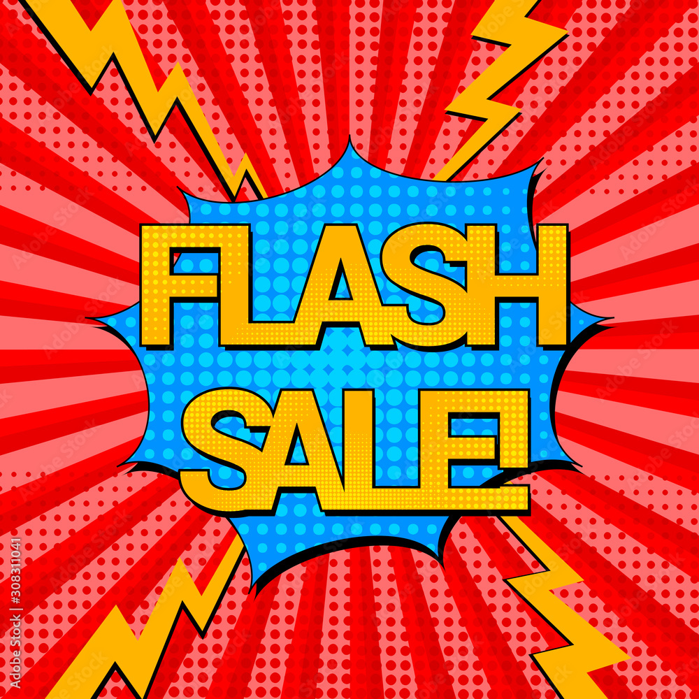 Comic Flash Sale advertising concept