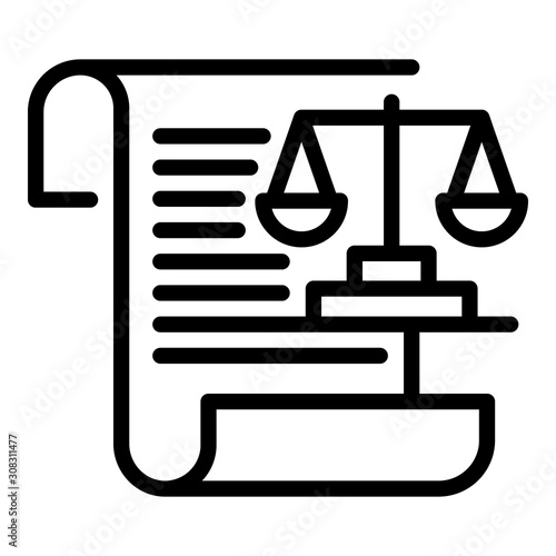 Justice paper balance icon. Outline justice paper balance vector icon for web design isolated on white background