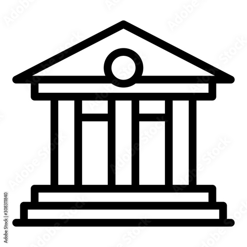 Court building icon. Outline court building vector icon for web design isolated on white background