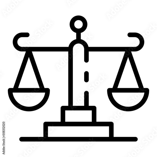 Court justice balance icon. Outline court justice balance vector icon for web design isolated on white background