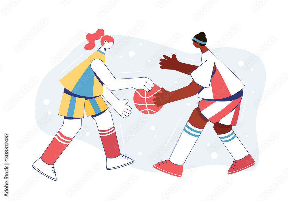 Women playing basketball. Girls train to dribble. Women playing basketball. Girls train to dribble.