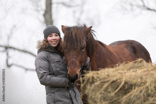 Winter horse pose
