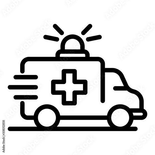 Ambulance car icon. Outline ambulance car vector icon for web design isolated on white background