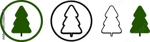 icon, spruce green and black outline. sign spruce in the circle