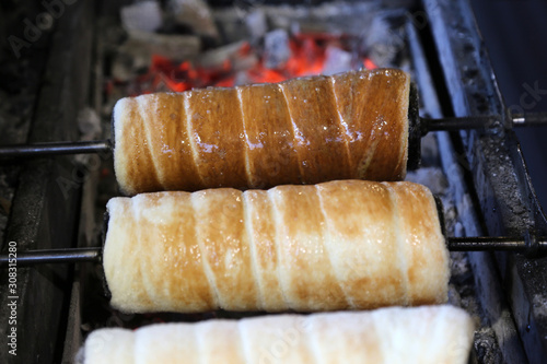 Kurtosh kalach, a sweet spit cake from Hungary Europe photo