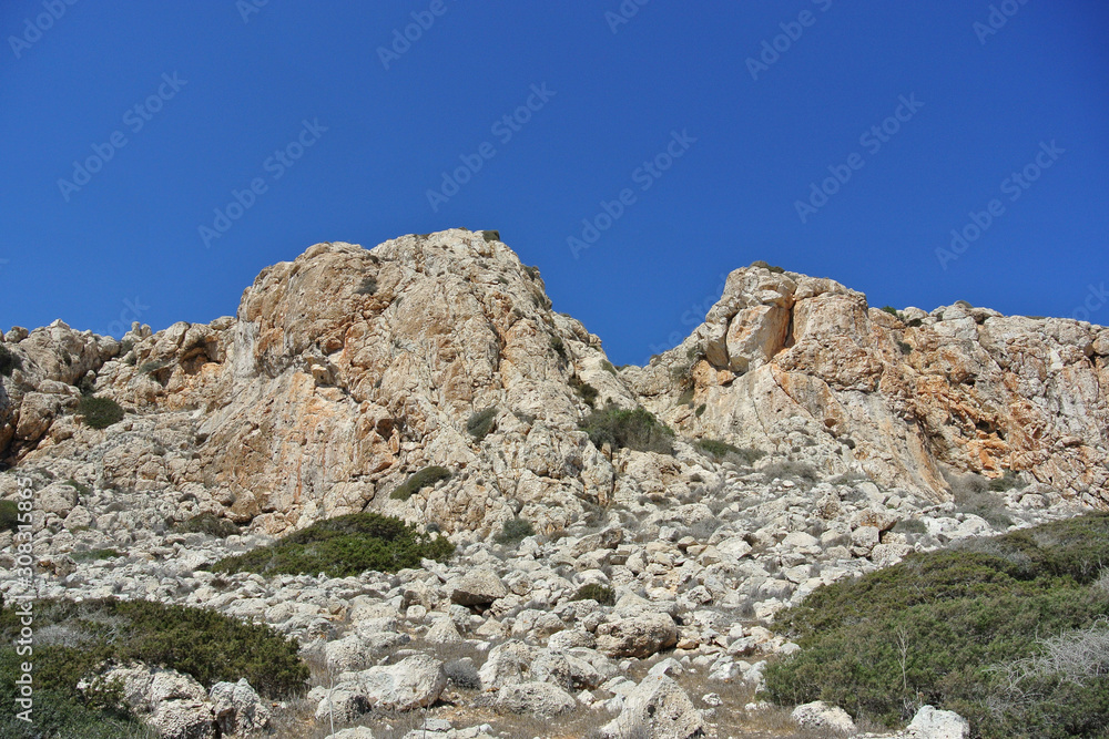bottom up view of the mountain and cloudless summer sky bottom up view of the mountain and cloudless summer sky