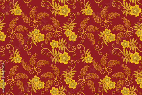 Seamless pattern with floral vector Illustration  Indonesian batik motif