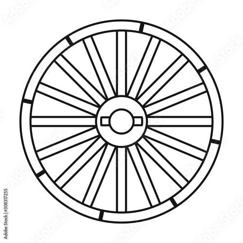 Wheel of cart vector icon.Line vector icon isolated on white background wheel of cart.