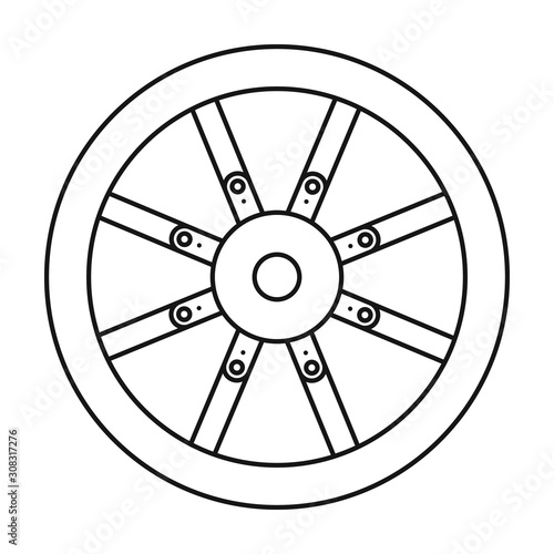 Wheel of cart vector icon.Line vector icon isolated on white background wheel of cart.