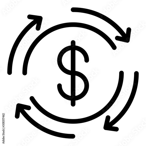 Dollar money transaction icon. Outline dollar money transaction vector icon for web design isolated on white background