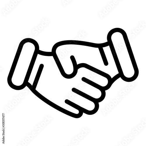 Business handshake icon. Outline business handshake vector icon for web design isolated on white background