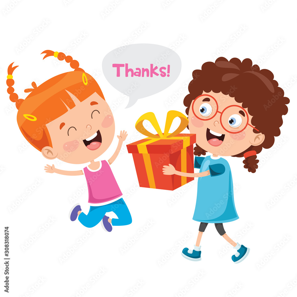 Thank You Illustration With Cartoon Characters Thank You Illustration With Cartoon Characters