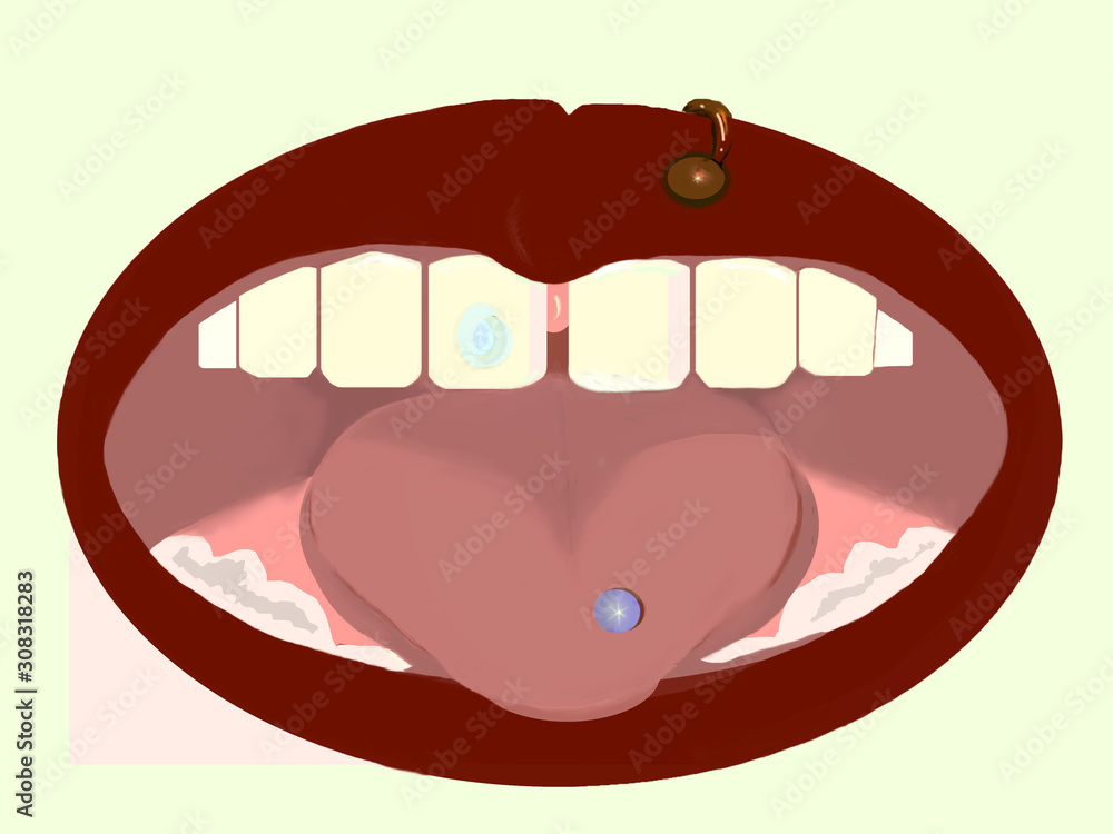Big mouth cartoon teeth lips tongue pierced Big mouth cartoon teeth lips tongue pierced